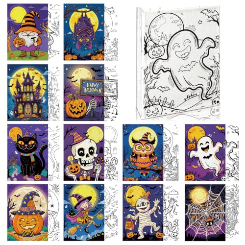 Niteform Pre Drawn Canvas to Paint, Pre Printed Canvas Boards, Pre Stretched Outline Painting Kits for Beginners, Adults, Party Favors & Spring Craft Activities (5 * 7-Halloween) - style: 5*7-Halloween