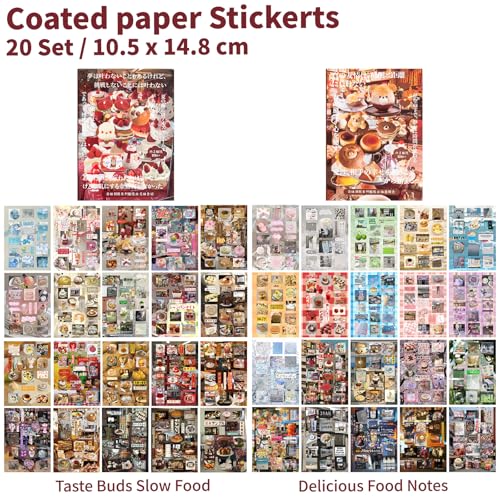Japanese Food Style Sticker Scrapbooking Supplies for Junk Journal, 40 Sheets Stickers TZ013003 - color: Food Style