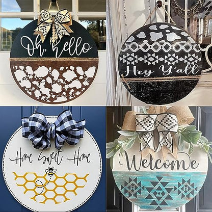 Welcome Stencils for Painting on Wood 12" Stencils for Crafts Reusable | Welcome Stencil for Wood Sign Hello Templates for Door Hanger - style: Daily 13p