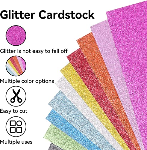 Glitter Cardstock 12" x 12", Colored Cardstock Paper for Cricut, Thick Card Stock for Card Making, Scrapbooking, Craft, Christmas Decorations, Holiday Party Supplies(280Gsm 30Sheets 15Colors)… - color: Colored