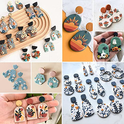 PTFJZ Polymer Clay Cutters for Earring Making 181pcs Clay Tools Set with 44 Shapes Stainless Steel Clay Earrings Cutters 16 Circle Shape Cutters 1 Letter Stamp 120 Jewelry Accessories - color: 181metal