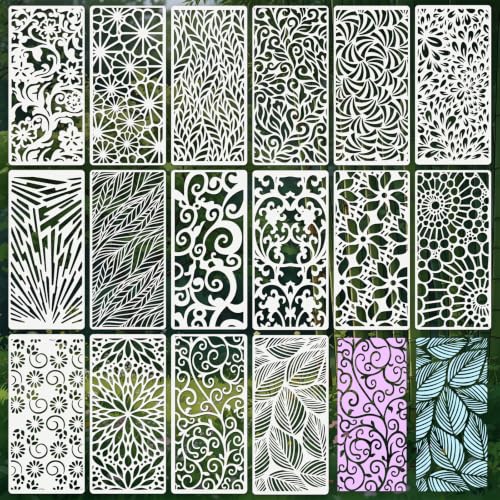 Geometric Texture Stencils for Crafts Reusable 16Pcs Stencils(8.6X4.1 Inch) - color: Texture 19