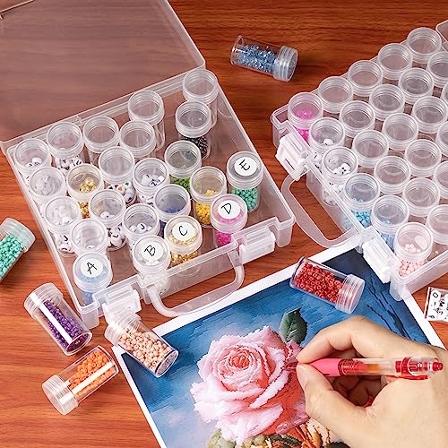Bead Organizer, Bead Containers, 30 Grids Diamond Painting Storage Containers Clear Bead Organization Diamond Painting Accessories Small Storage Container for Beads Seeds Glitter Rhinestones (2 Pack) - size: The outer box: 16 x 14 x 5.3cm (2 Pack)