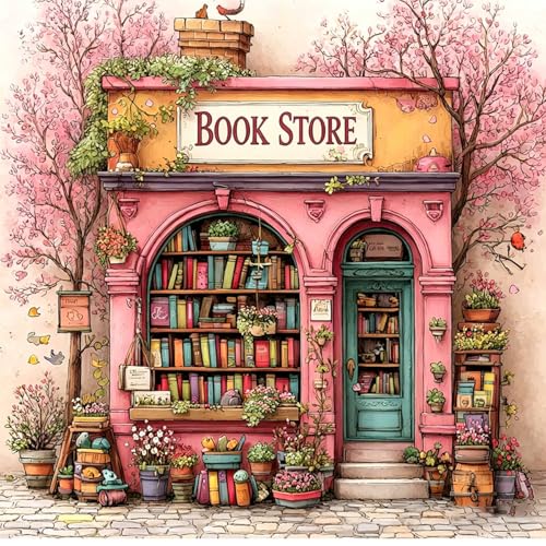 Bookstore Diamond Art Kits for Adults Round Diamond Painting 14x14 Inch - color: DD138