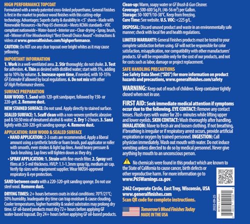 General Finishes High Performance Water Based Topcoat, 1 Gallon, Dead Flat - color: Dead Flat, size: 1 Gallon