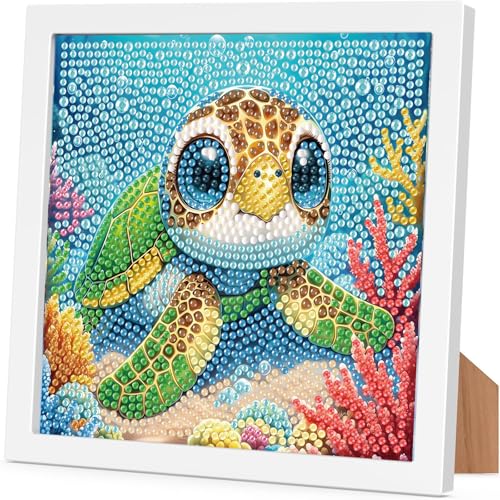 Arttoplus Sea Turtle Diamond Art Painting Kits for Kids with Frame(7x7inch) - color: CC1004-US