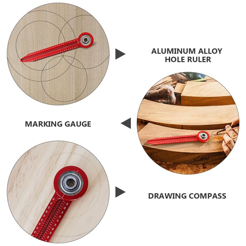 Woodworking Compass Tool Portable Aluminum Alloy Hole Ruler Circle Drawing Ruler Precision Marking Gauge 5.74In for Carpentry Engineering Design