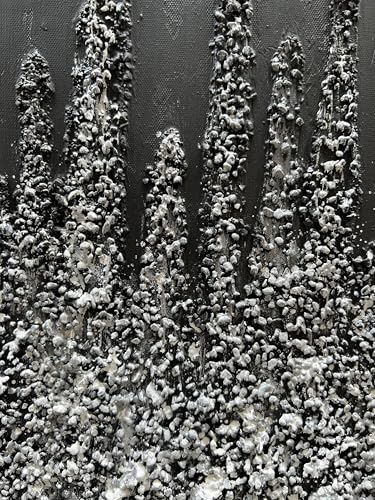 Art Hand-Painted Black and White Abstract Oil Paintings, 48x24-inch Vertical Canvas Paintings, Home and Office Wall Decoration Art - color: Yi112