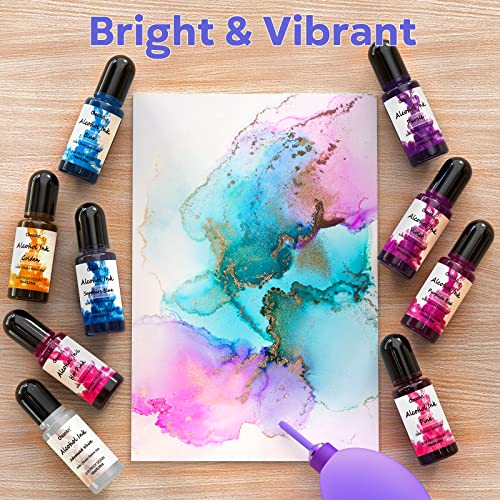 CHEAPART Alcohol Ink Set 24 Vibrant Colors(Each 0.35oz), Paint Resin Dye | Concentrated Fast Drying Pigment, Alcohol-Based Resin Ink for Epoxy Art Tumblers Coasters Acrylic Fluid Painting Crafts - size: 24 PCS