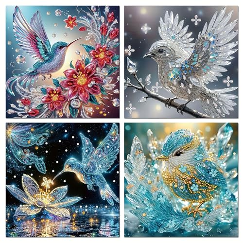4PCS/Set Diamond Art Kits for Adults,Special Shape Partial Bird 5D DIY Diamond Painting Kits for Beginners, Hummingbird Diamond Mosaic Kit,Crystal Rhinestones Gem Art,Home Decor 11.81X11.81inchs - color: bird