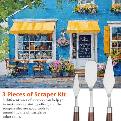 Palette Knife Set, 3Pcs Stainless Steel Painting Knife with Wood Handle, Metal Artist Knife for Oil, Canvas, Acrylic Painting, Spatula Pallet Knife for Color Mixing,Spreading - color: 3pcs Palette Knife