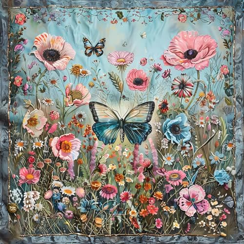 RYMILIE Diamond Art Kits for Adults Floral & Butterflies 12x12inch | 5D Stress Relief Diamond Painting Kit for Beginners, DIY Full Round Drill Gem Art Crafts for Home Wall Decor Gift - color: DP04065