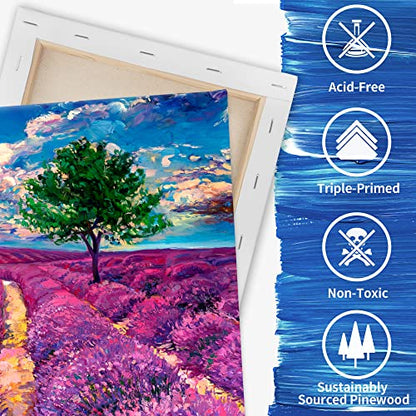 Stretched White Blank Canvas - 11x14 Inch, 8 Pack, Primed,100% Cotton,5/8 Inch Profile of Super Value Pack for Acrylics,Oils & Other Painting Media - size: 11"x14"