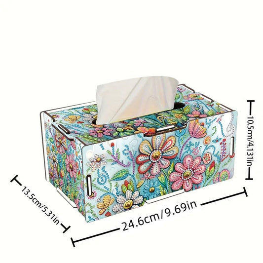 LSQFS DIY Diamond Art Kits for Adults Tissue Box Kit,Flower,1PC - color: Flower 1