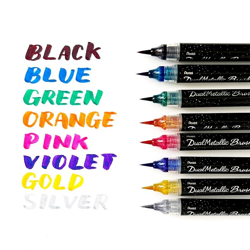 Pentel XGFH-DP Dual Metallic Brush, Pink + Metallic Pink - color: pink + metallic pink