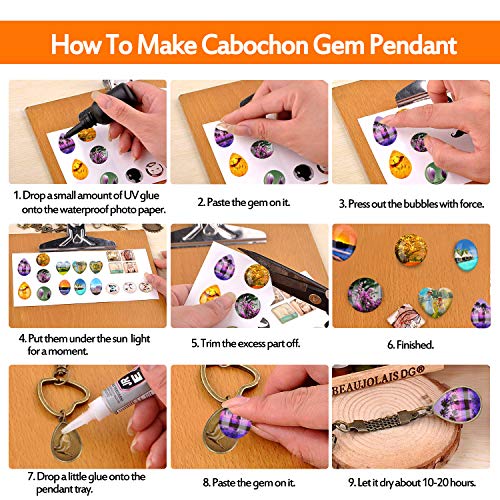 60Pcs Pendant Trays 5 Styles Resin Jewelry Making Kit with Glass Cabochons - color: 30Pcs Metal Pendant+30pcs Bright Glass Cabochon