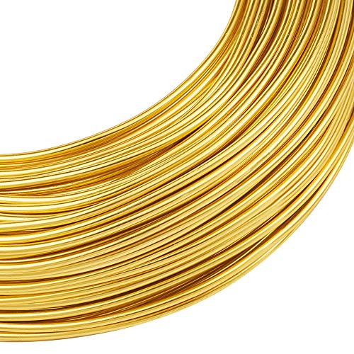 Fashewelry 459 Feet 17 Gauge Aluminum Wire Gold Bendable Metal Craft Wire for Beading Jewelry Craft Making (1.2mm) - color: Round-17 Guage-Gold