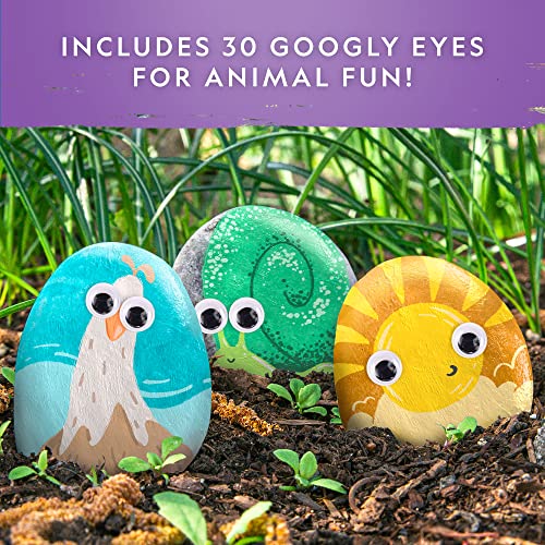 National Geographic Rock Painting Arts and Crafts Activity Kit for Kids | 15 River Rocks, 10 Paint Colors, Brushes and Art Supplies, Outdoor Craft Activity, Creative Play, Birthday Gift - style: Animal Fun