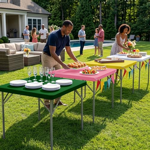 Card Table Covers Square Fitted Elastic Table Cloth-2 Pack Green 34x34 Inch | Spandex Stretch Windproof Washable Folding Card Tablecloths-Christmas Outdoor Camping Dining Patio Kitchen Banquet Party - color: Green, size: 34'' x 34'' | 2 Pack