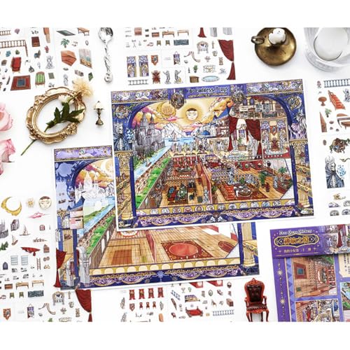 ZAYALI Large 3D Sticker Scene Book for Adults & Teens, DIY Isometric House Scenes, Large Build-Your-Own Room Sticker Set, Relaxing Sticker Therapy Art Kit - Oracle Realm - style: Oracle Realm