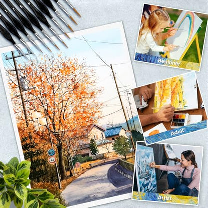 10Pcs Miniature Detail Paint Brushes Triangular Wood Handle Set - color: Black, size: 10