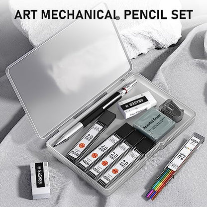 Four Candies 2MM Mechanical Pencil Set with Case, Metal, 60 Lead Refills - size: 9 Piece Set