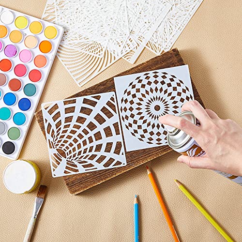 Tinlade 36 Pack Geometric Painting Stencils Set, Reusable Mandala Templates Drawing Layering Stencils for Crafts Painting on Wood Furniture Fabric Rock Art Scrapbooking Journal DIY(7.87 x 7.87 Inches) - size: 7.87 x 7.87 Inches