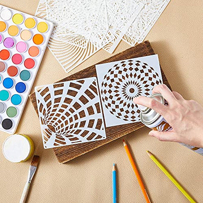 36 Pack Geometric Painting Stencils Set, Reusable Mandala Templates Drawing Layering Stencils for Crafts Painting on Wood Furniture Fabric Rock Art Scrapbooking Journal DIY(6 x 6 Inches) - size: 6 x 6 Inches