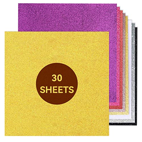 Glitter Cardstock 12" x 12", Colored Cardstock Paper for Cricut, Thick Card Stock for Card Making, Scrapbooking, Craft, Christmas Decorations, Holiday Party Supplies(280Gsm 30Sheets 15Colors)… - color: Colored