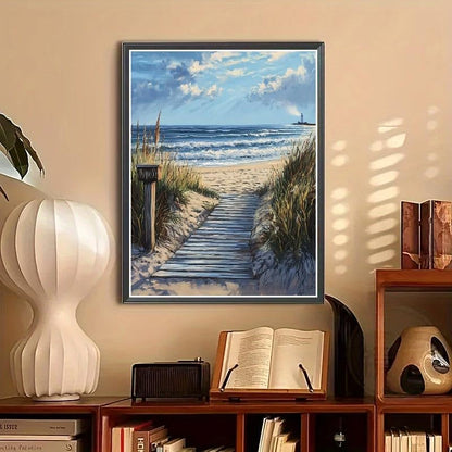STGLCR 5D Beach Scenic Diamond Painting, Road Diamond Painting Kit for Adults, Diamond Art Kits for Begginners DIY Full Drill Crystal Rhinestone Arts and Crafts 16x12inch