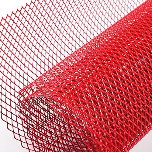 AggAuto Universal 40"x13" Car Grill Mesh 6x12mm Rhombic Hole Red | Aluminum Alloy Automotive Grille Insert Bumper, One of the Most Multifunctional Shape Grids 100x33cm - size: 6x12mm Rhombus - Red