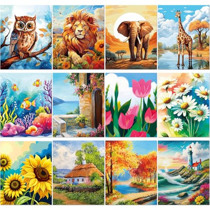 Sherr 12 Pcs Pre Drawn Canvas for Adults,Mixed Styles,8 x 10 Inch - size: 8 x 10 Inch, style: Mixed Styles