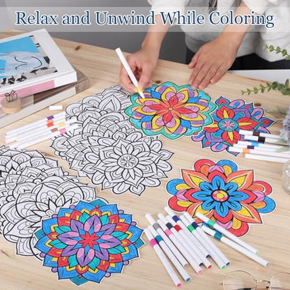 Potchen Mandala Art Kit DIY Window Clings with Markers, 48 Pcs, Floral - style: Floral