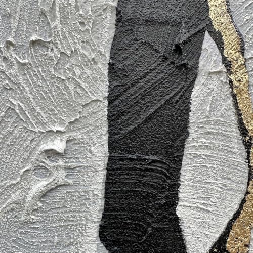 zoinart Hand Painted Black and White Wall Art, 28x40 Inches, Abstract Girl Painting, Vertical Black and White Wall Decor, Textured Art - color: BL-057
