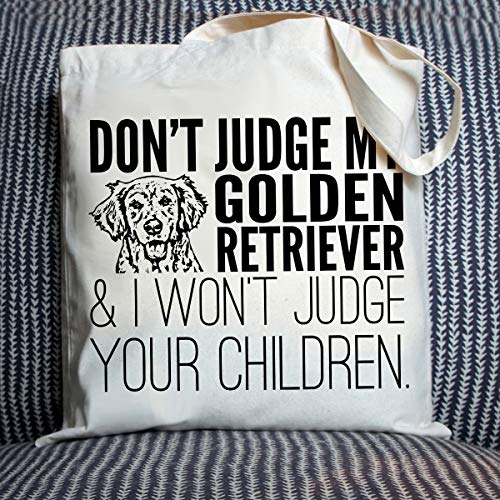Pet Studio Art Don't Judge My Dog Tote Bag - color: Golden Retriever