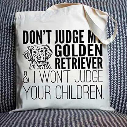 Pet Studio Art Don't Judge My Dog Tote Bag - color: Golden Retriever