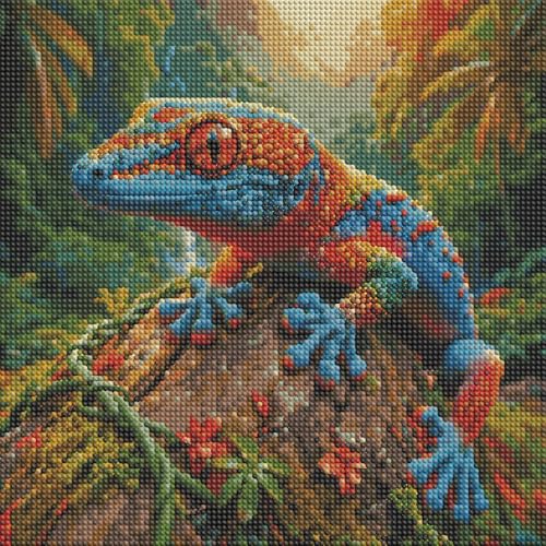 Diamond Painting Kit for Adults 14x14 Inch Colorful Gecko Rainforest Scene Full Drill DIY Diamond Art Kit Lizard Animal Rhinestone Painting Jungle Craft Home Wall Decor Relaxing Hobby - color: FYZZ-129