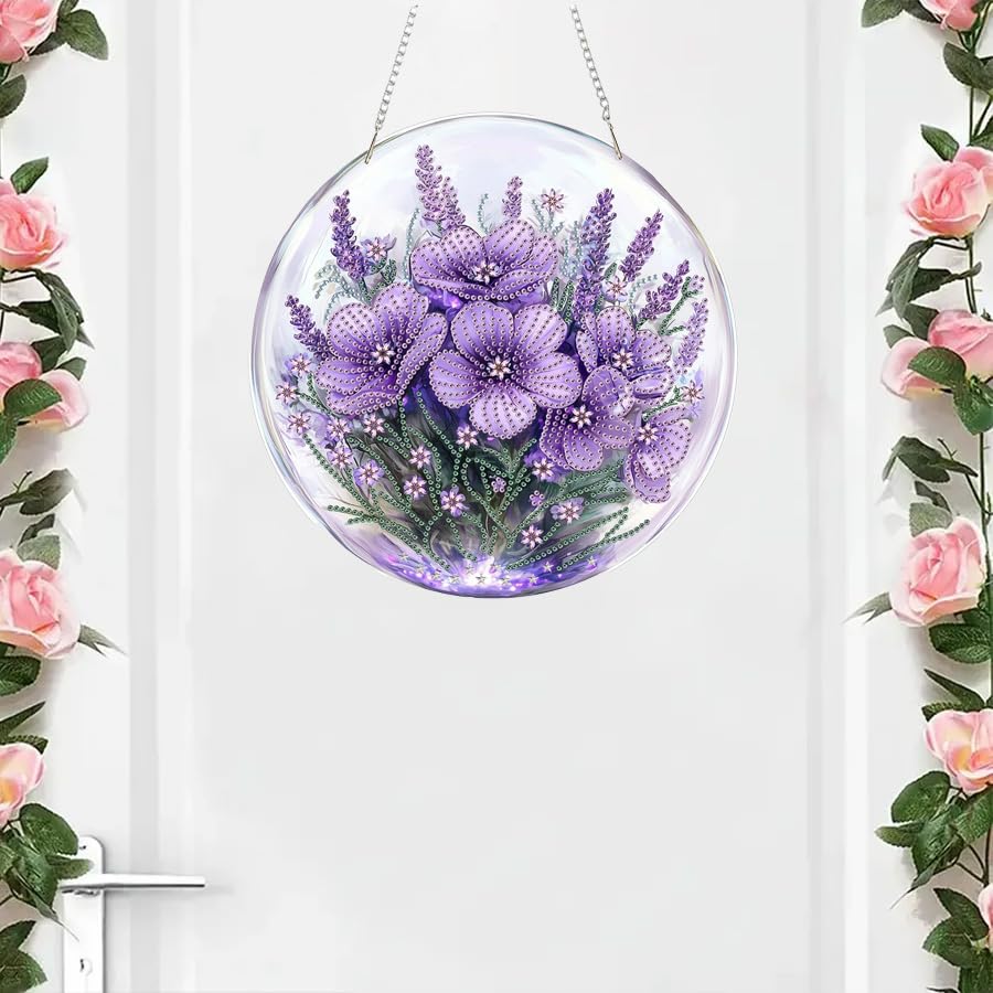RYMILIE Hanging Diamond Art Kits for Adults Flowers 8x8inch - color: DP03340