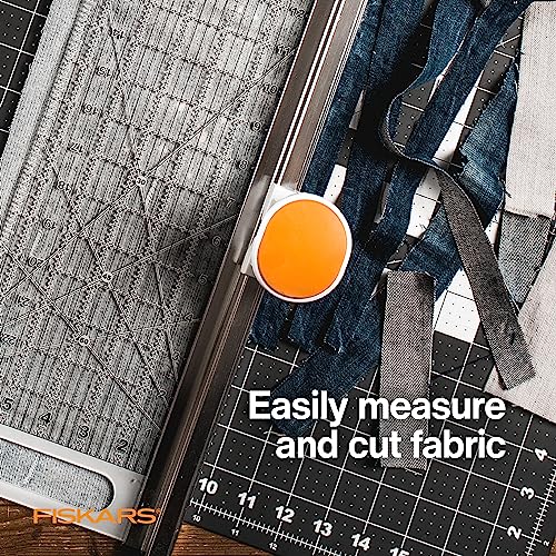 Fiskars Rotary Cutter and Ruler, Quilting Ruler, Rotary Cutter for Fabric, Built-In Measuring Grid & Spring-Action Blade, 24” x 6”, Gray/Clear - size: 24" x 6"