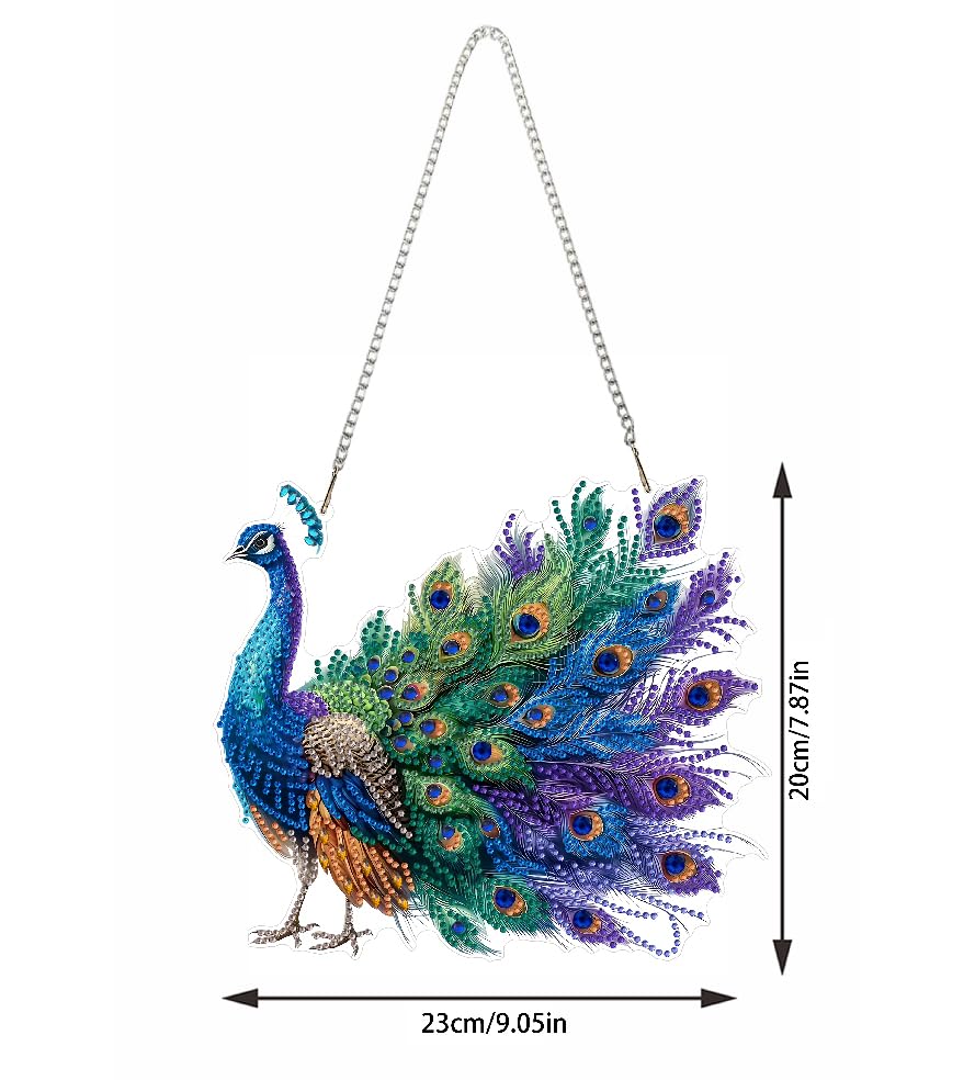 STGLCR Peacock Diamond Art Hanging Kit for Adult,Special Shaped Rhinestone,DIY Acrylic 5D Diamond Art Painting Window Pendants Home Garden Wall Hanging Kits Hanging Ornament,Double Sided. - color: peacock