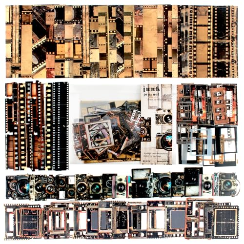 Diuhofart Vintage Scrapbooking Kit, 90 Sheets Time Cinema Theme, Scrapbook Stickers and Decorative Papers Collage Materials, Ephemera for Junk Journal Supplies, Journaling, Crafts Arts, Scrap Booking - color: Time Cinema