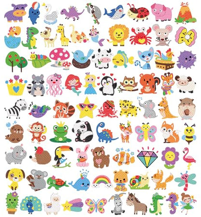Labeol Diamond Art Kits for Kids Boys and Girls Ages 6-8-10-12 Easy to DIY Creative Diamond Art Sticker Craft by Numbers Kits for Kids and Adult Beginners (Colorful Animal) - style: Colorful animal