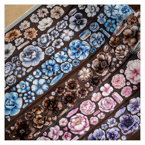 Flower Washi Tape Stickers for Journaling Supplies, Floral Stickers for DIY - color: Night