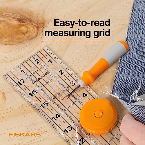 Fiskars 3" x 18" Acrylic Sewing & Quilting Ruler with Gridlines, Clear | Easy to Read Measurements Make Cutting Accurate Strips Simple, Quilting & Sewing Supplies for Arts and Crafts - size: 3" x 18"