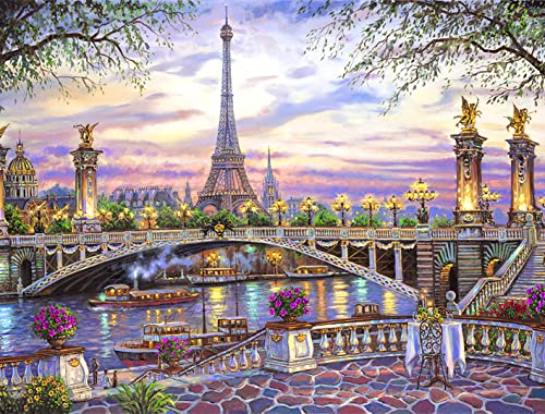 LANDFAIR Diamond Painting Kits - 15x20 inch Round Full Drill Paris Memories Diamond Art Kits for Adults - color: Paris Memories