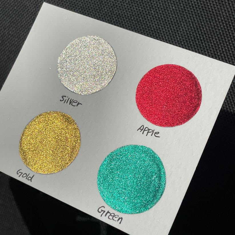 IUILE Handmade Watercolor Paints - Merry Christmas Dot Card (5 colors). Metallic, Shiny, Shimmer - color: Merry Christmas Dot