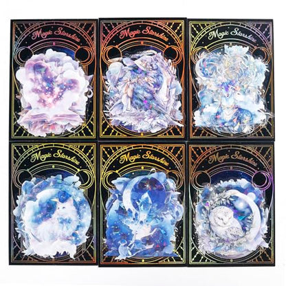 Magical PET Sticker Set, 60Pcs Fantasy Holographic Stickers for Scrapbooking, Journaling, DIY Crafts, and Collage Supplies - color: Magic Starry