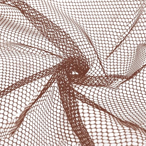 59" x 72"(2 Yards) Brown Mesh Fabric | Slightly Stretchy for Sewing Projects, Backpack Pocket and Straps, Netting Clothes and Shopping Bag - color: Brown