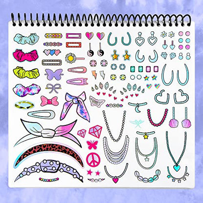 Fashion Angels Make-up & Hair Design Sketch Portfolio | Includes 40 Sketch Sheets, 4 Stencil Sheets & Stickers, Sketchbook for Beginners & Kids Ages 6+ - color: Make-up & Hair