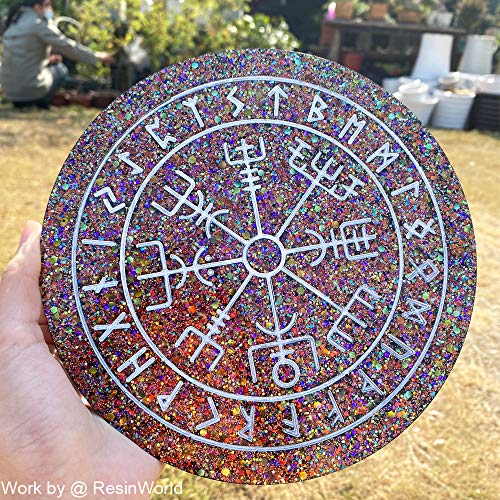 ResinWorld Rune Set Mold for Resin, Viking Divination Runes Resin Mold, Runes Dice Large Viking Rune Compass Silicone Mold